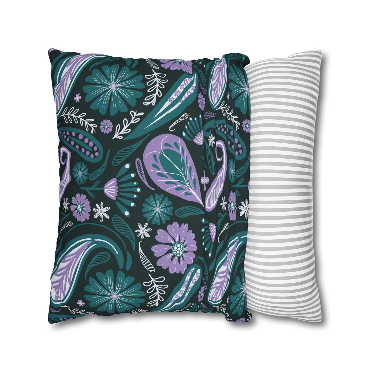 Serenity - hand drawn patterned cushion cover serene deep teal