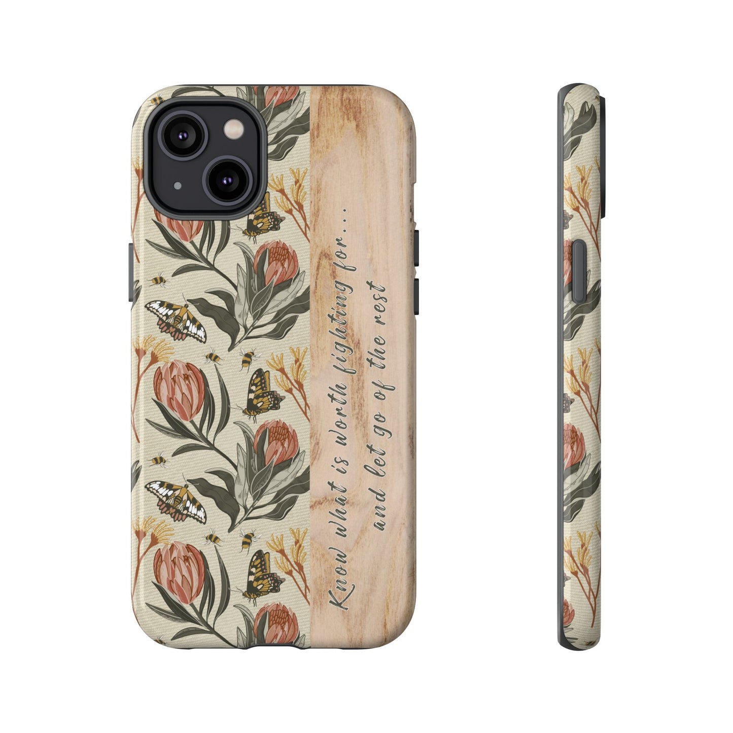 Phone tough case with hand drawn artwork and personalised affirmations