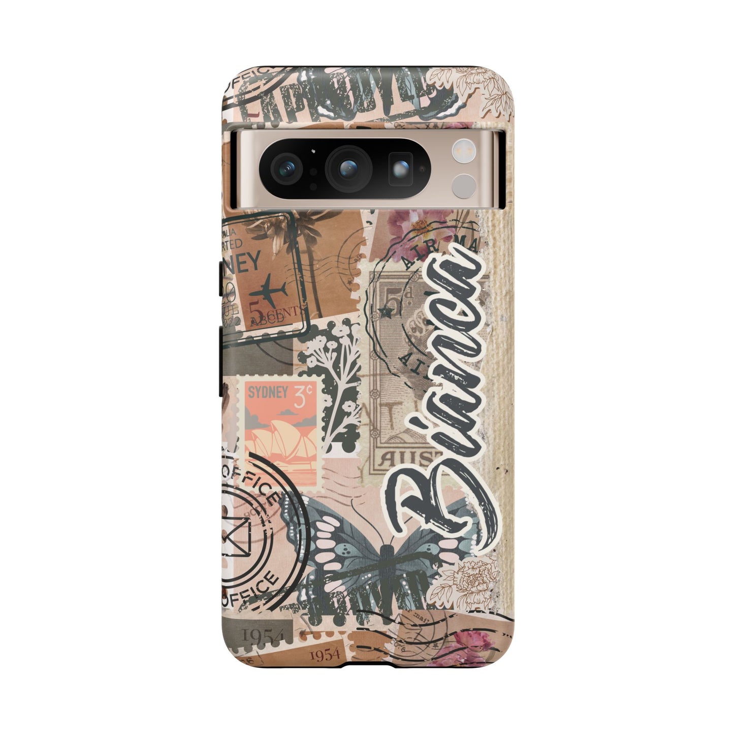 Personalised phone tough case - vintage stamp design