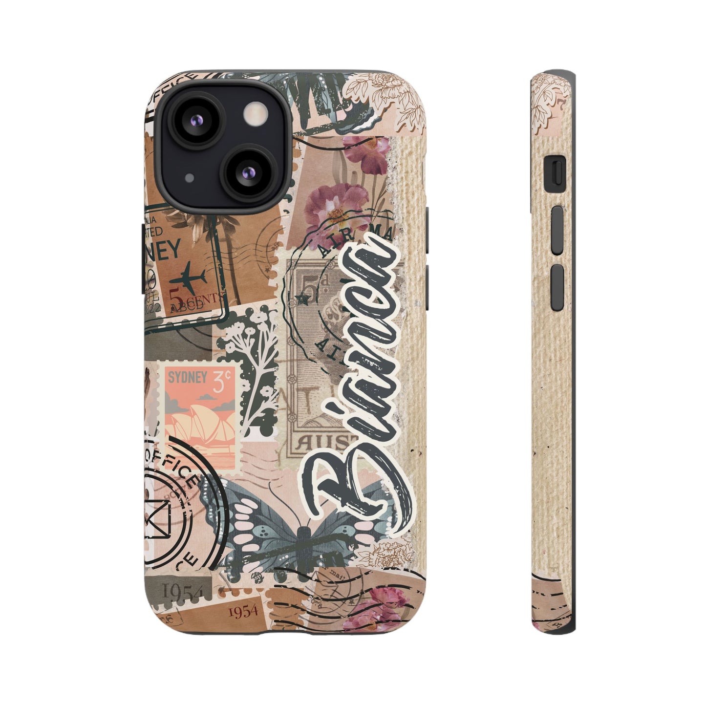 Personalised phone tough case - vintage stamp design