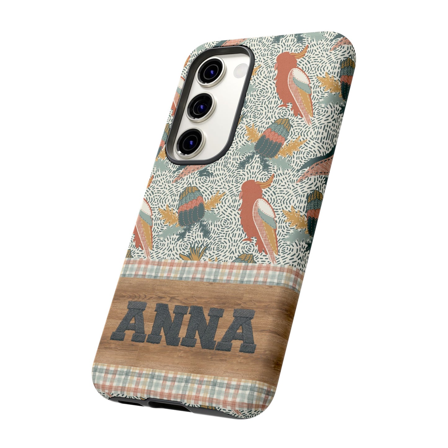 Personalised phone tough case - Native Patches hand drawn design