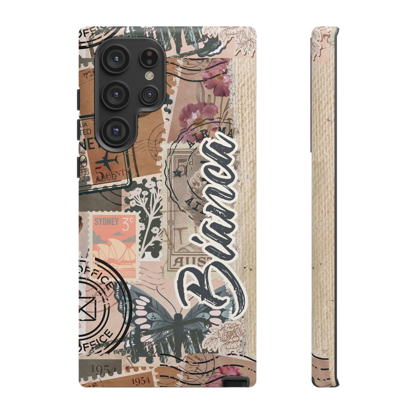 Personalised phone tough case - vintage stamp design