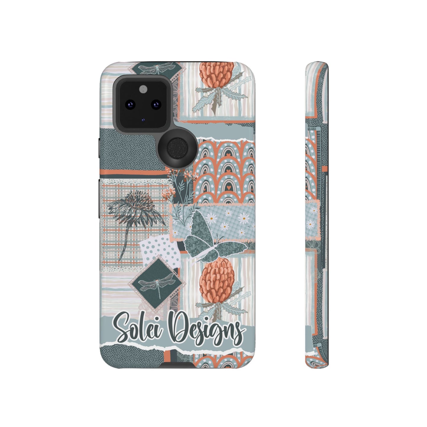 Phone tough case with hand drawn artwork and personalised text