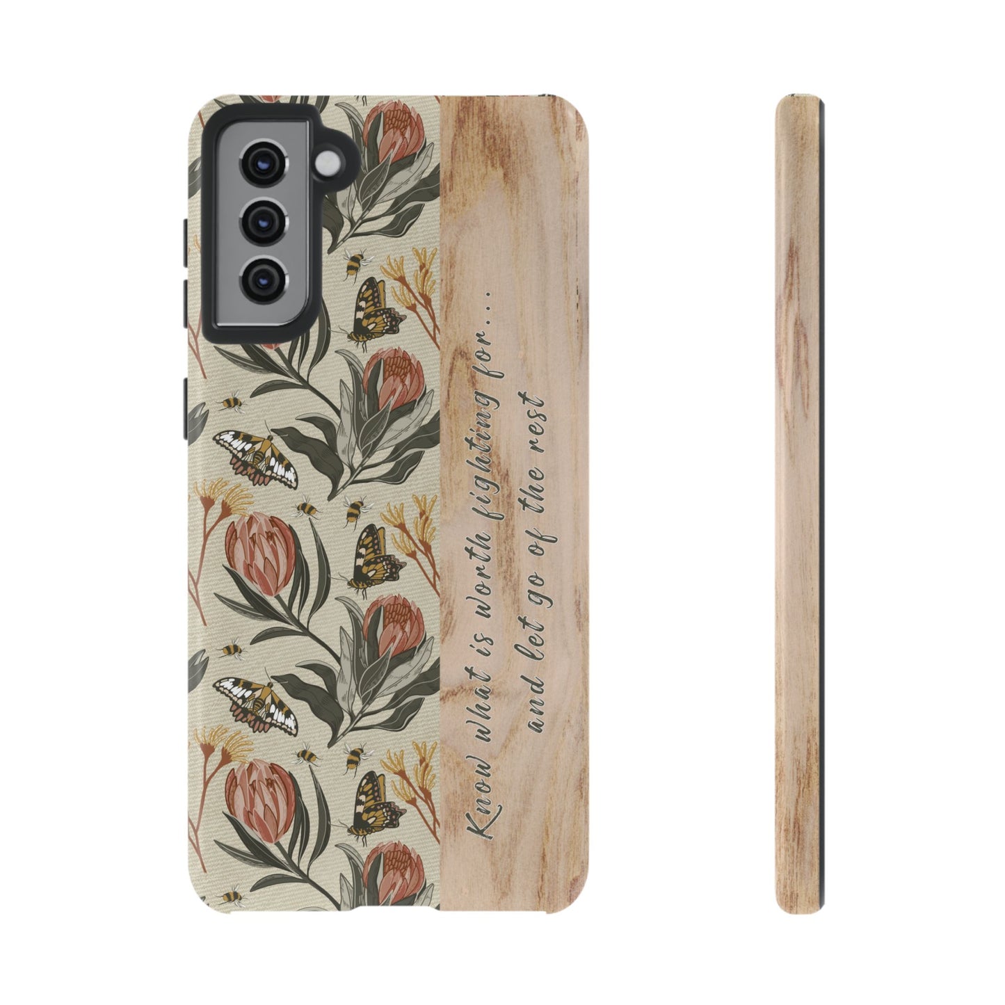 Phone tough case with hand drawn artwork and personalised affirmations