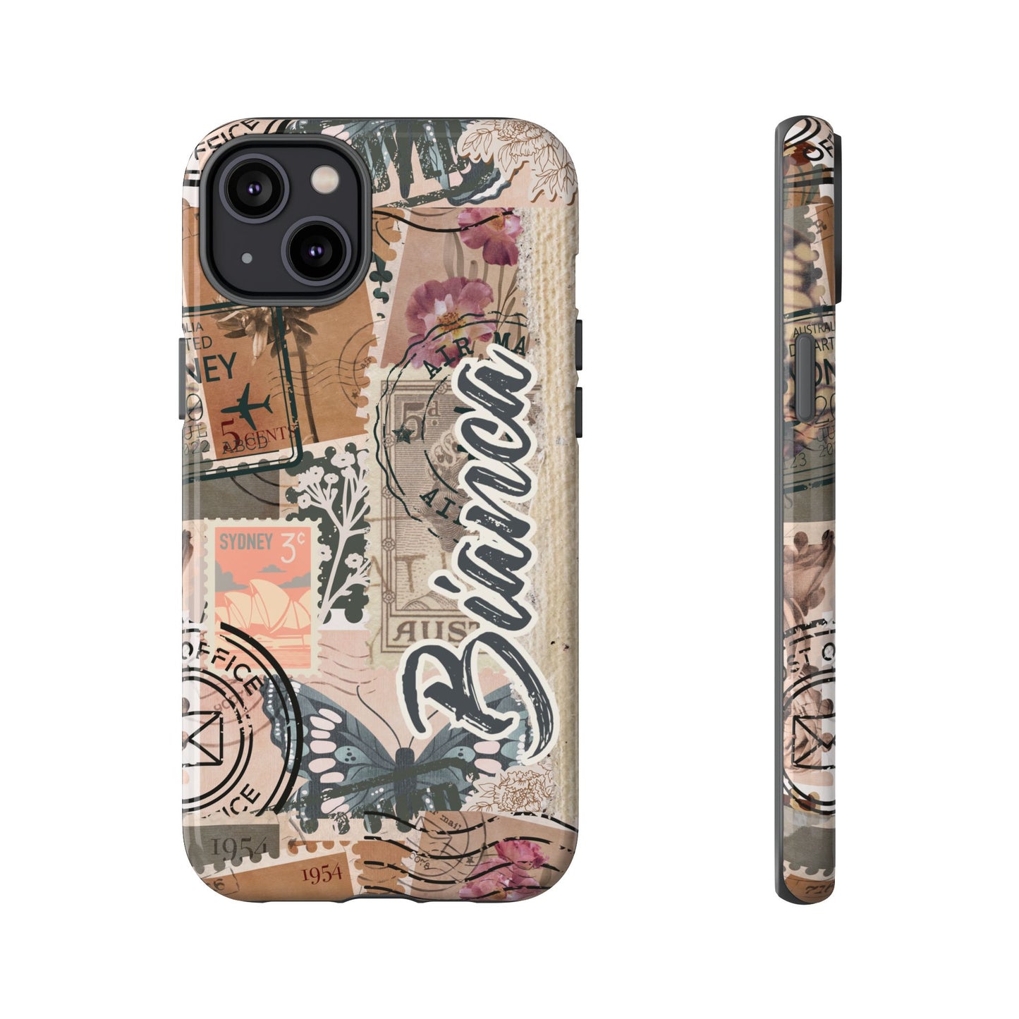 Personalised phone tough case - vintage stamp design