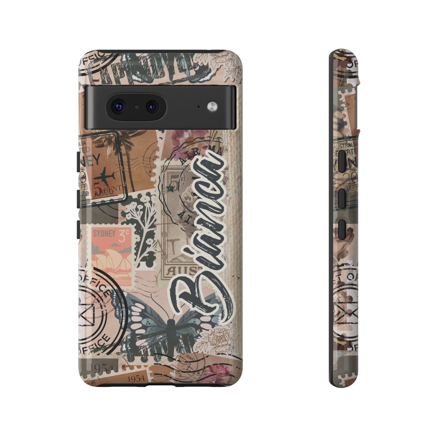 Personalised phone tough case - vintage stamp design