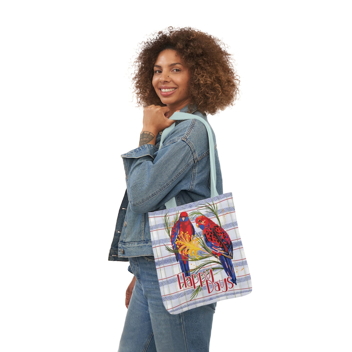 Crimson Rosella custom design Tote Bag - Hand drawn artwork & custom text available