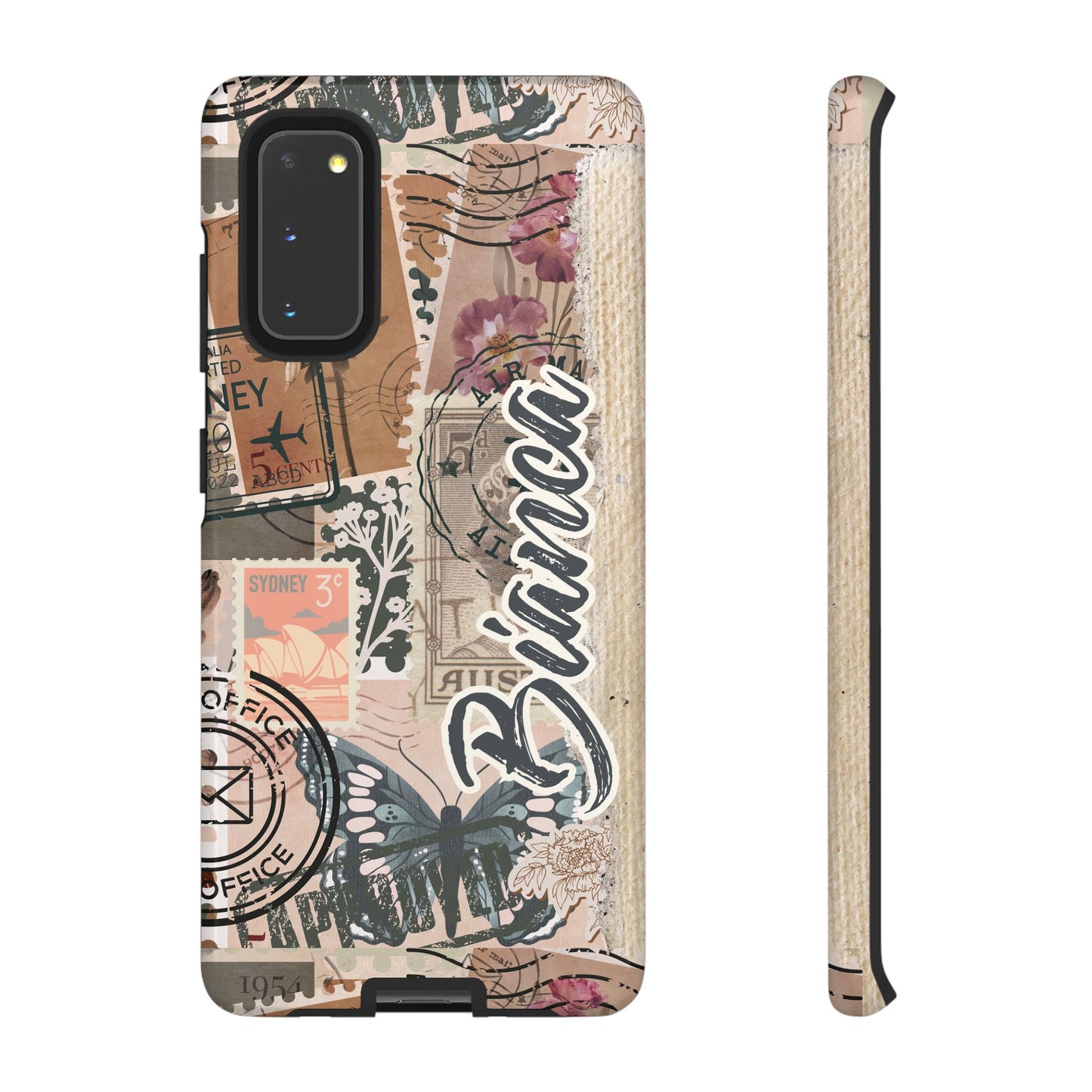 Personalised phone tough case - vintage stamp design