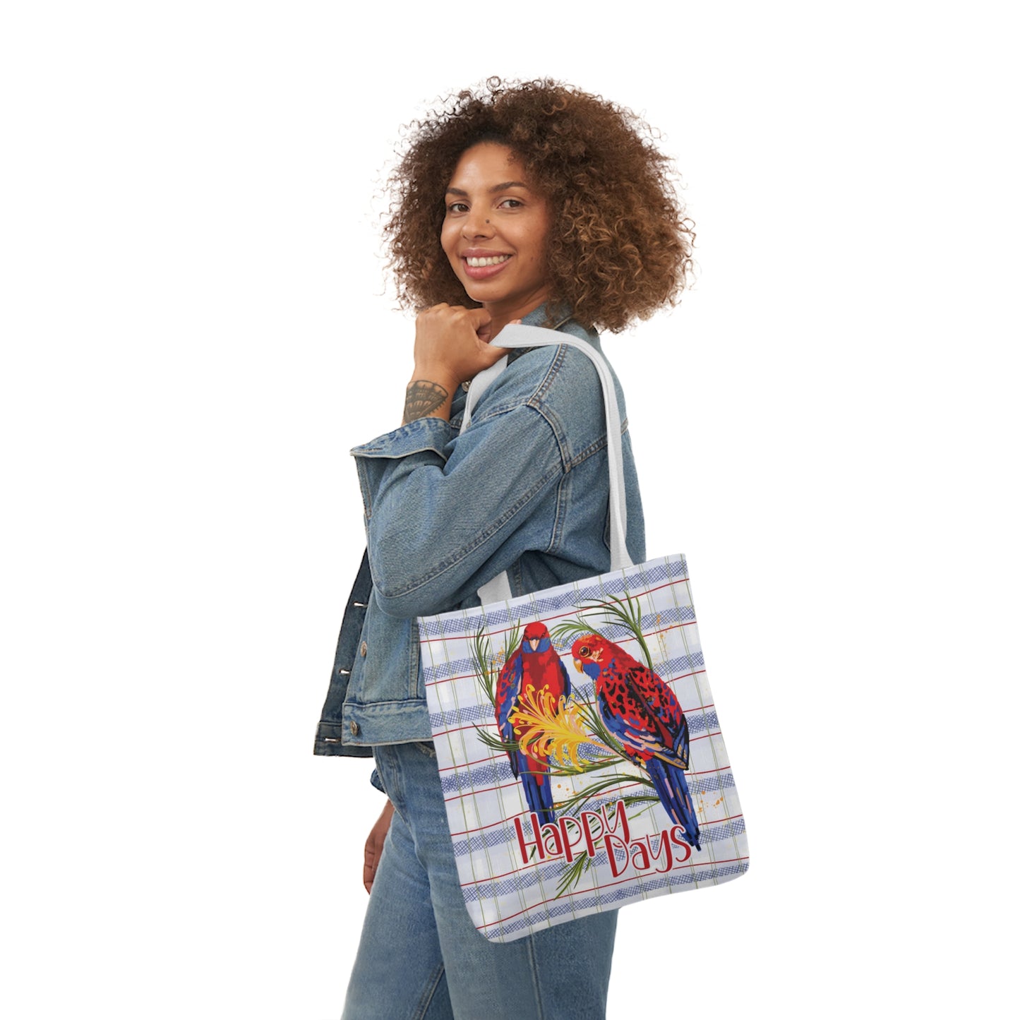 Crimson Rosella custom design Tote Bag - Hand drawn artwork & custom text available