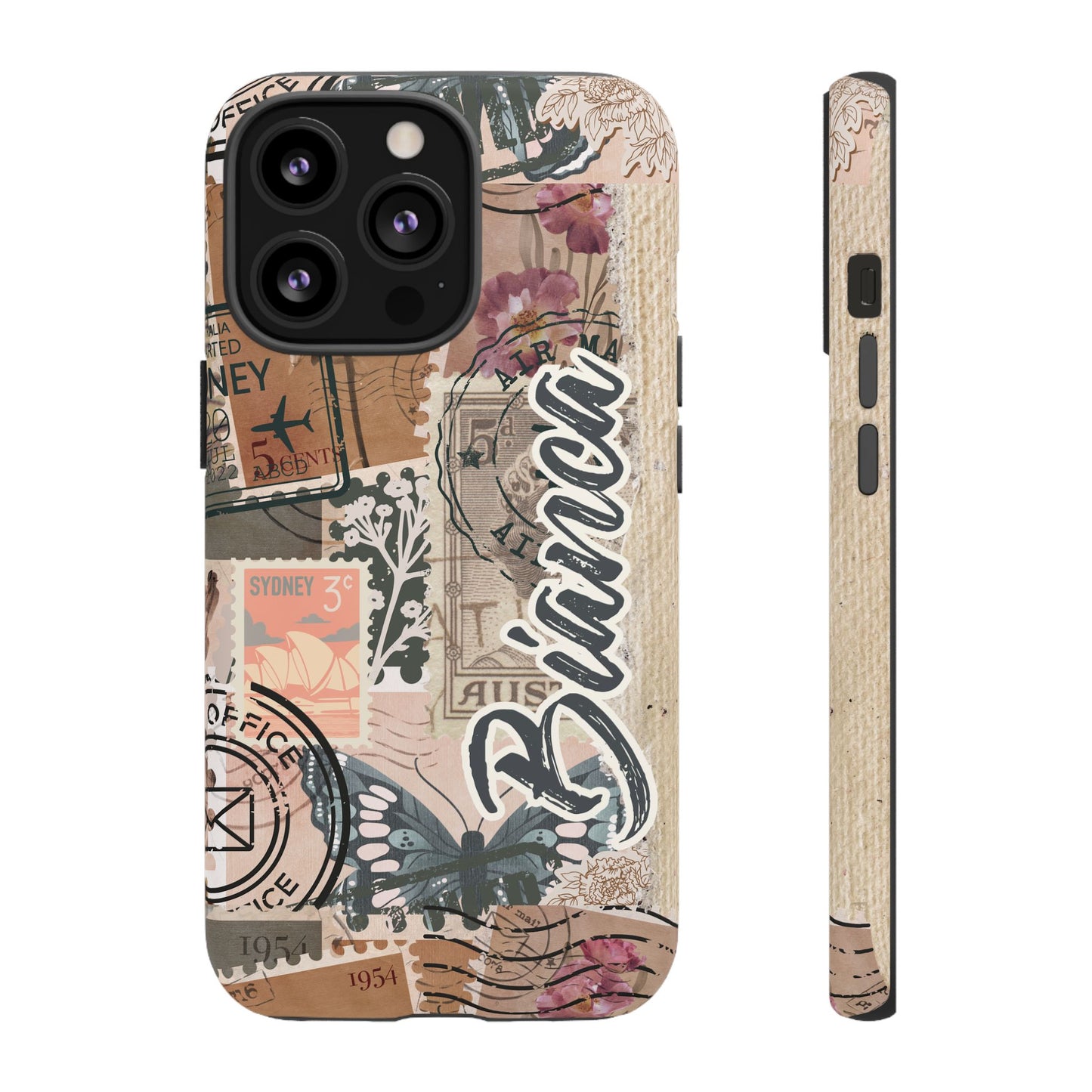 Personalised phone tough case - vintage stamp design