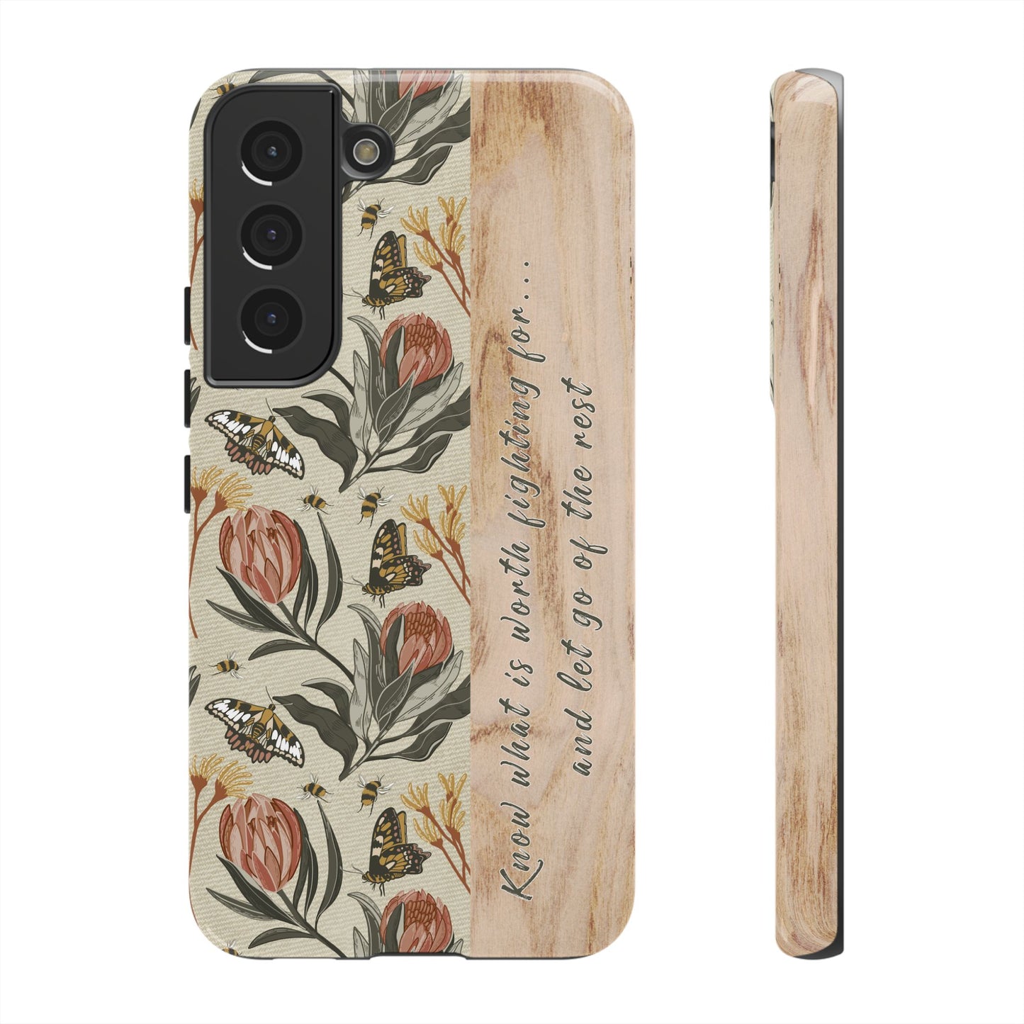 Phone tough case with hand drawn artwork and personalised affirmations