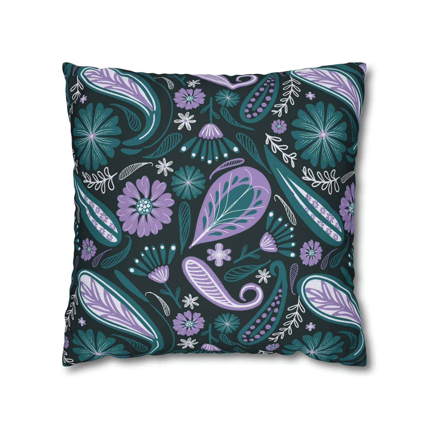 Serenity - hand drawn patterned cushion cover serene deep teal