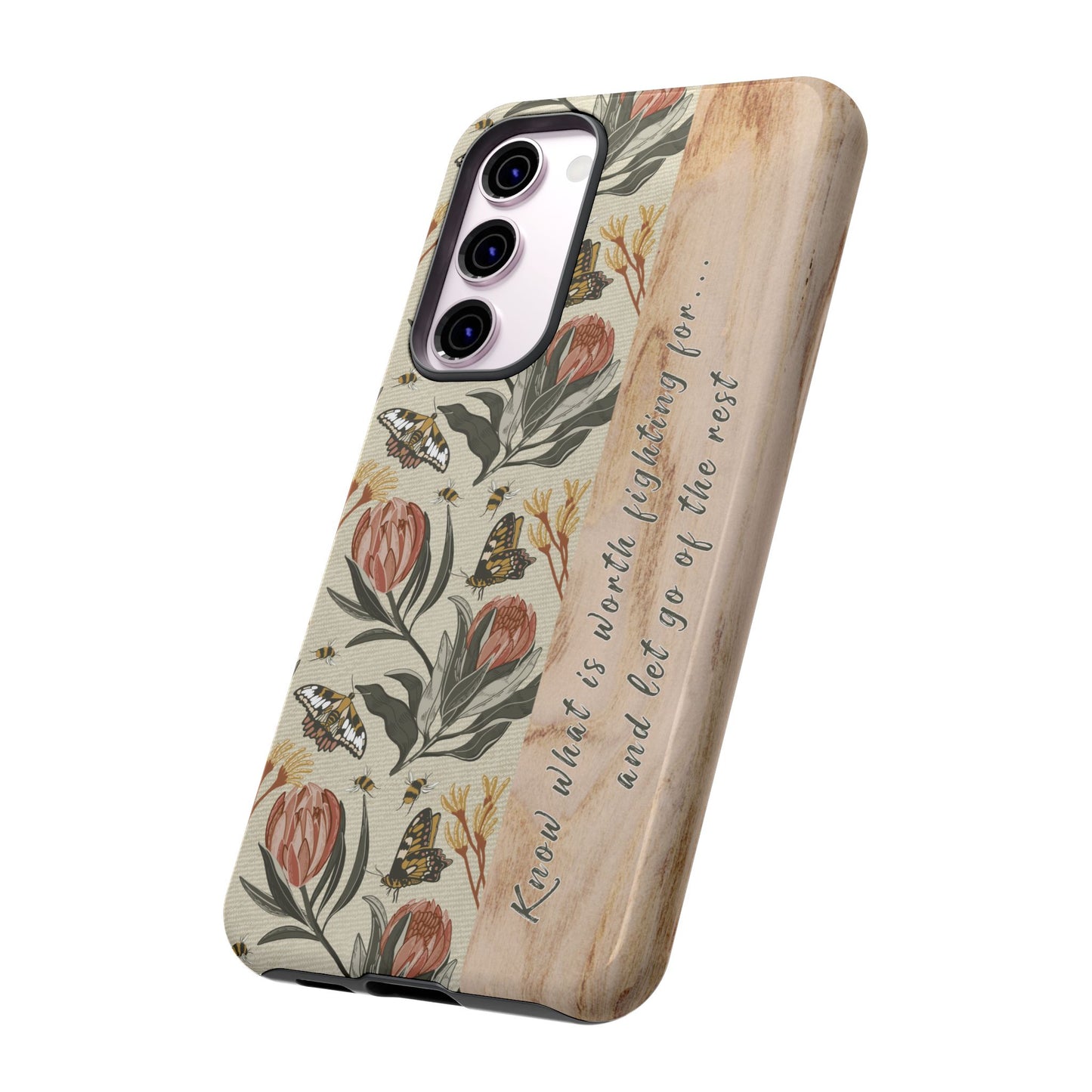 Phone tough case with hand drawn artwork and personalised affirmations