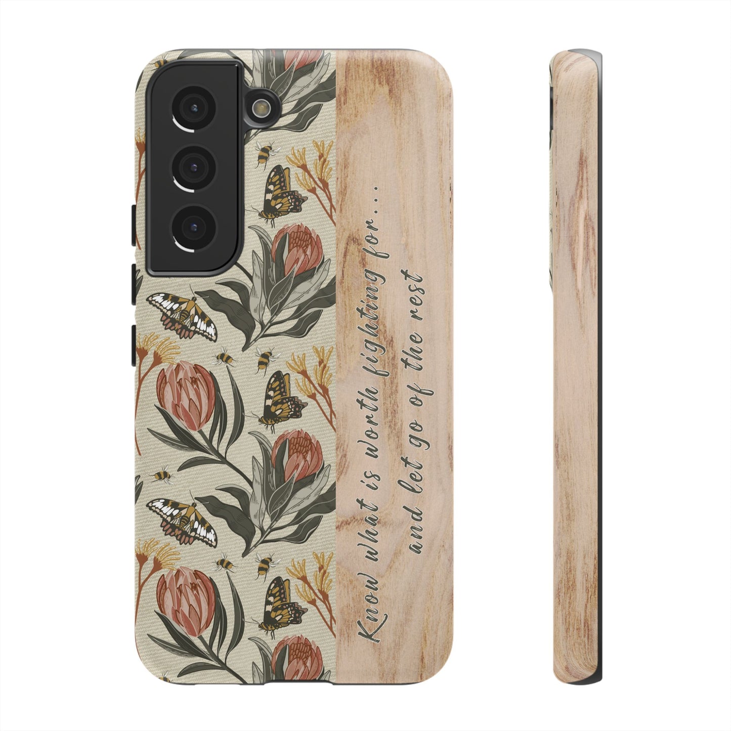 Phone tough case with hand drawn artwork and personalised affirmations