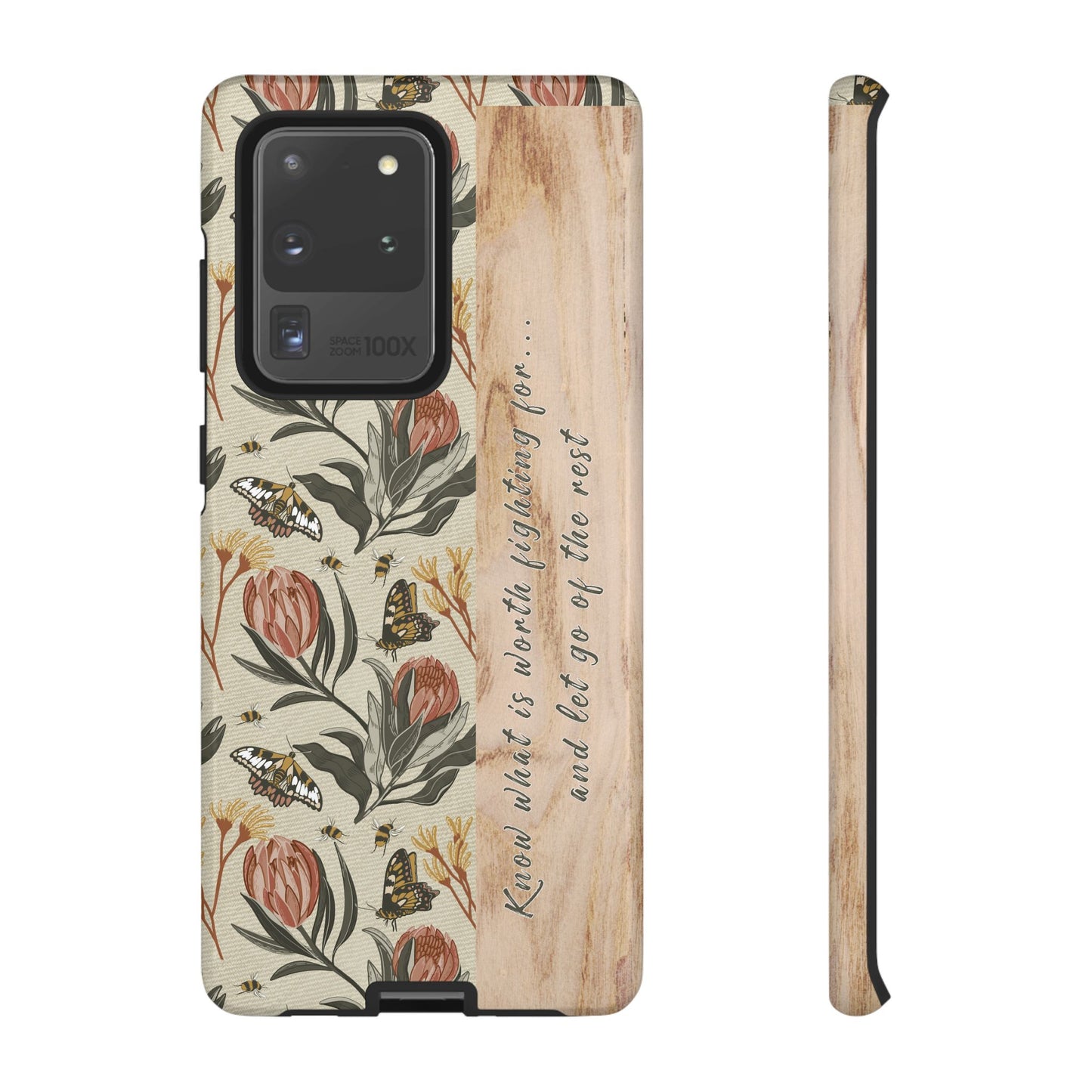 Phone tough case with hand drawn artwork and personalised affirmations