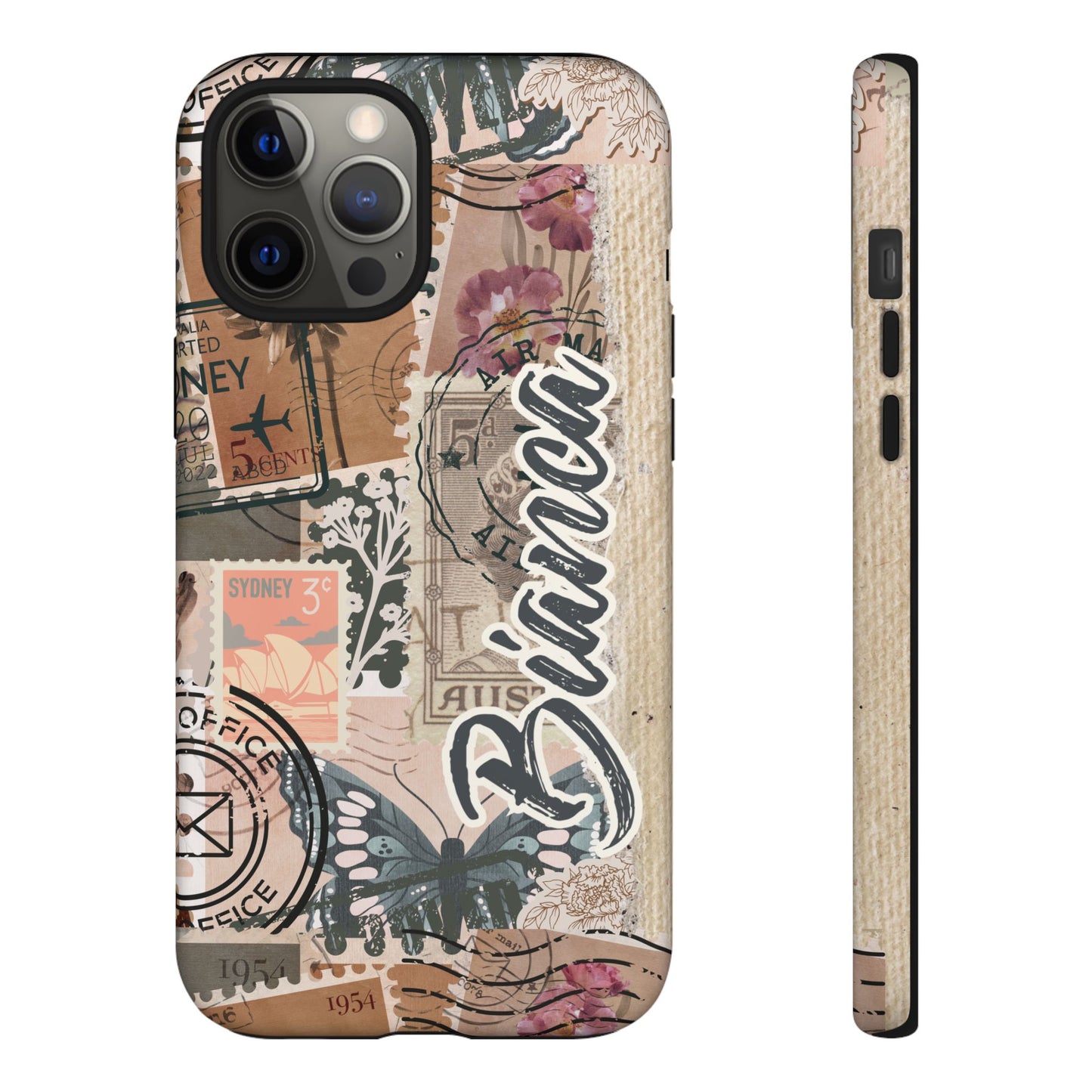 Personalised phone tough case - vintage stamp design