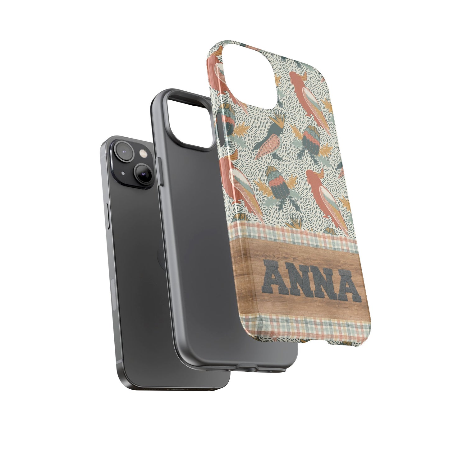 Personalised phone tough case - Native Patches hand drawn design