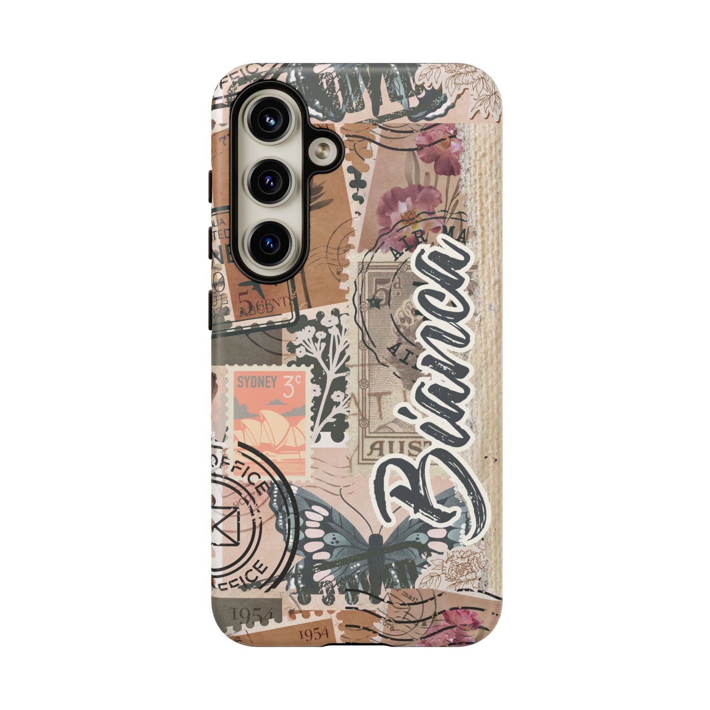 Personalised phone tough case - vintage stamp design