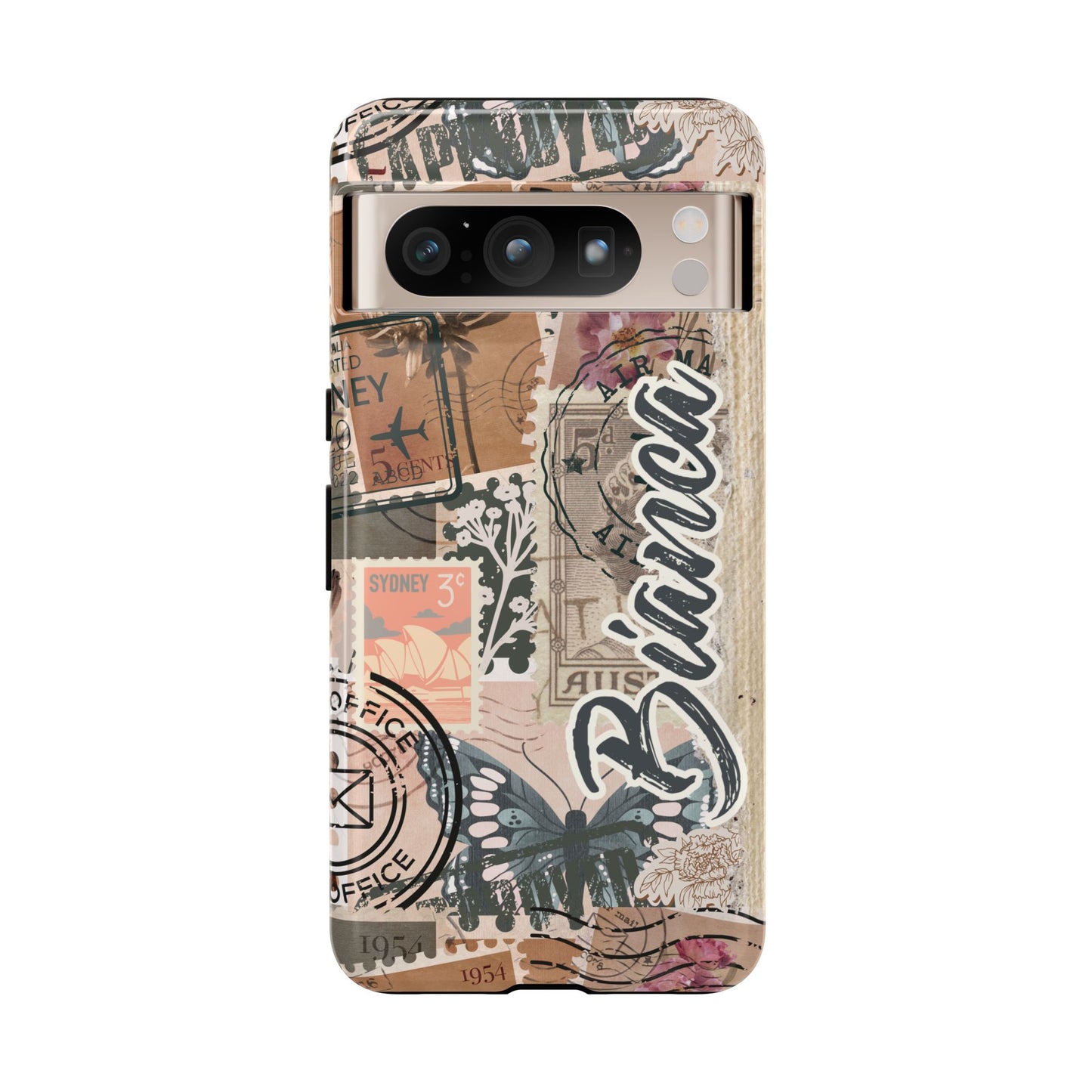 Personalised phone tough case - vintage stamp design