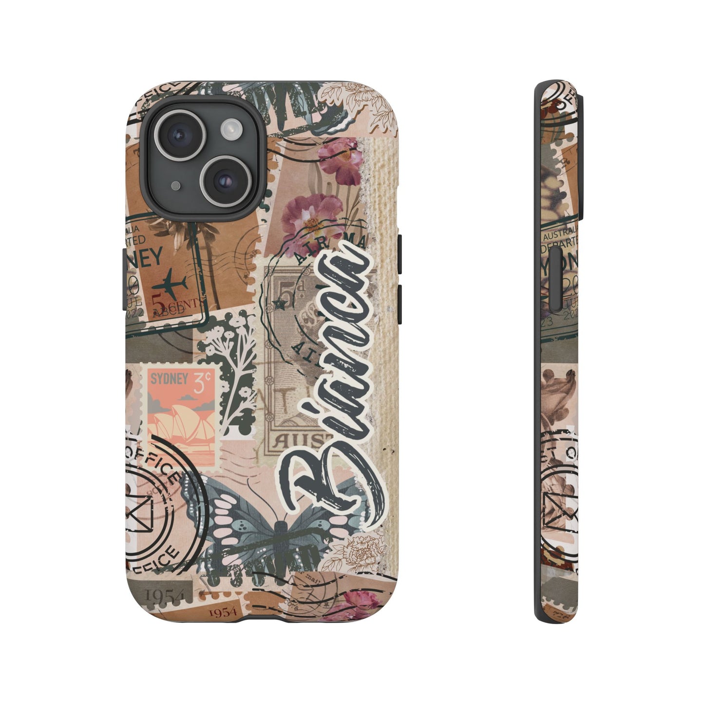 Personalised phone tough case - vintage stamp design