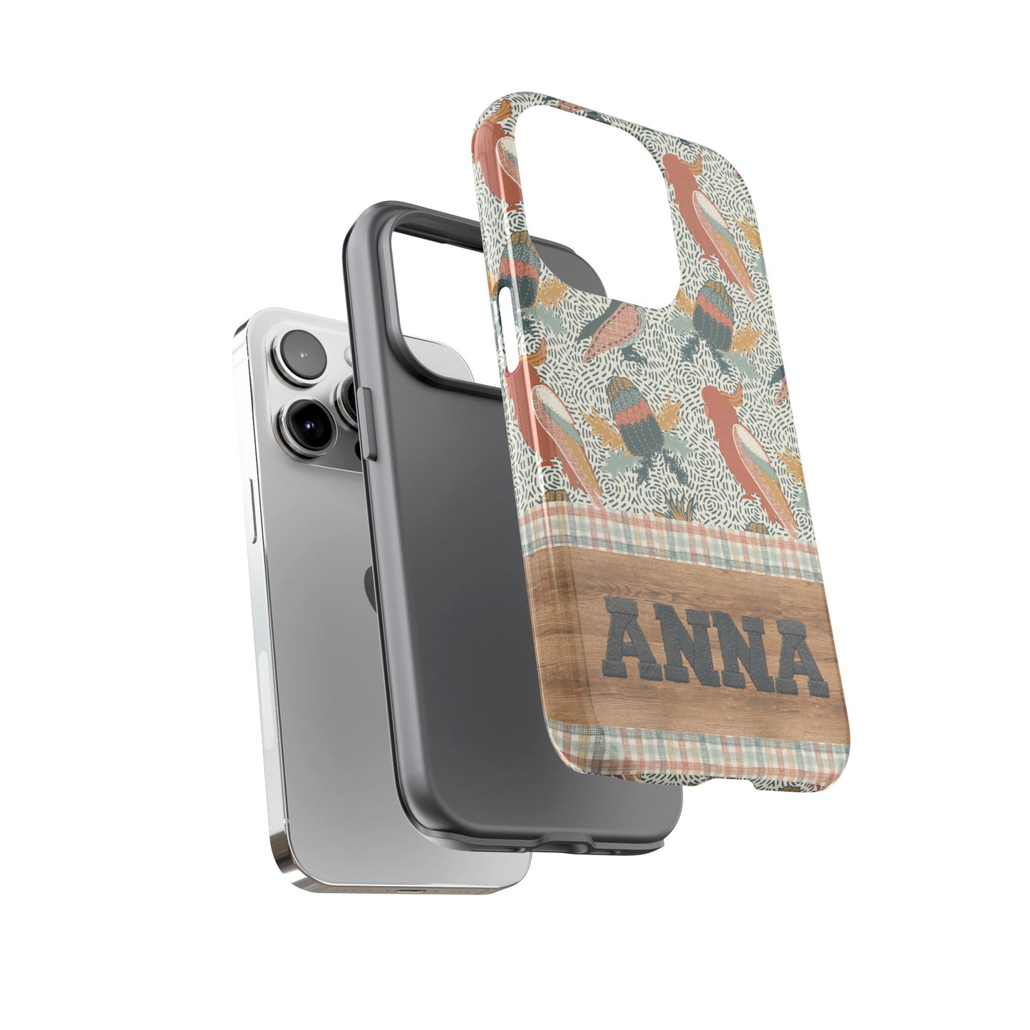 Personalised phone tough case - Native Patches hand drawn design