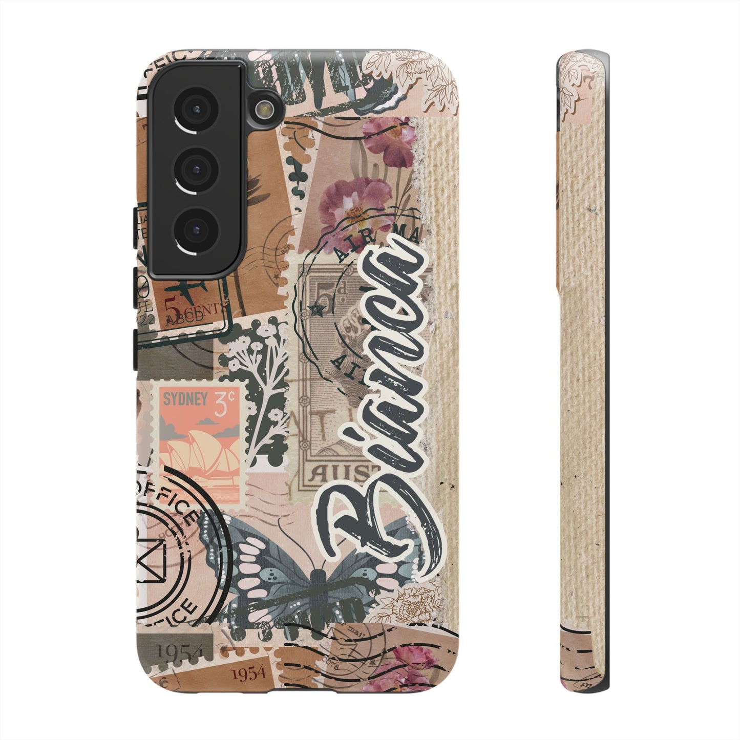 Personalised phone tough case - vintage stamp design