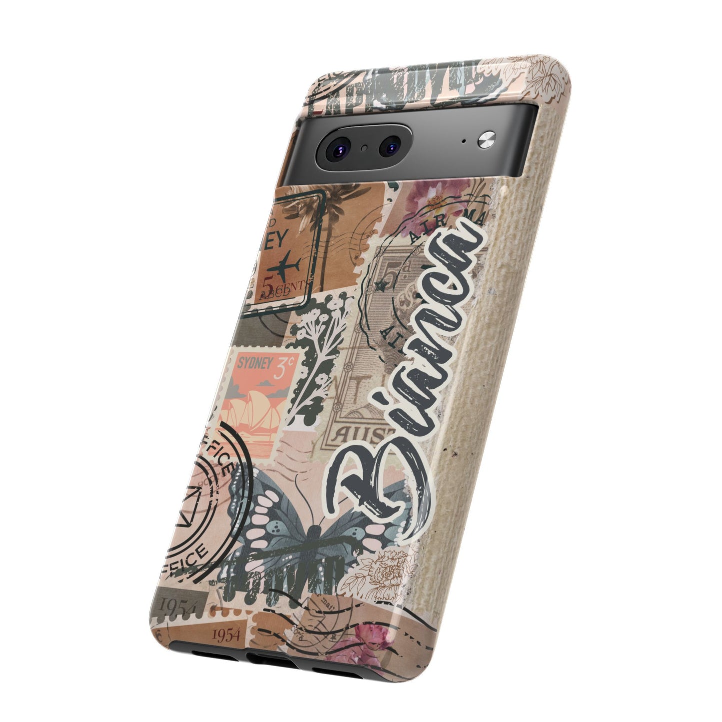 Personalised phone tough case - vintage stamp design