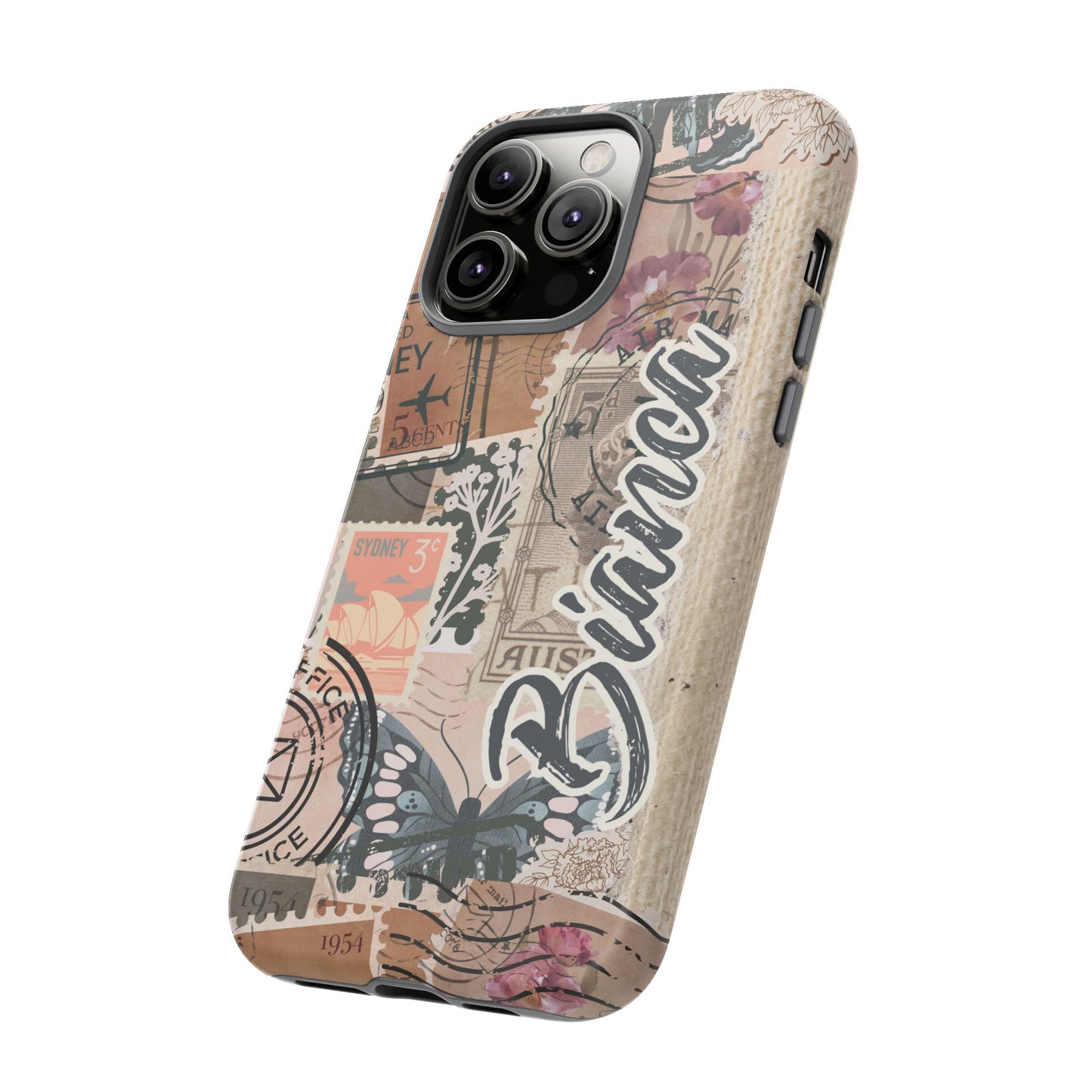 Personalised phone tough case - vintage stamp design