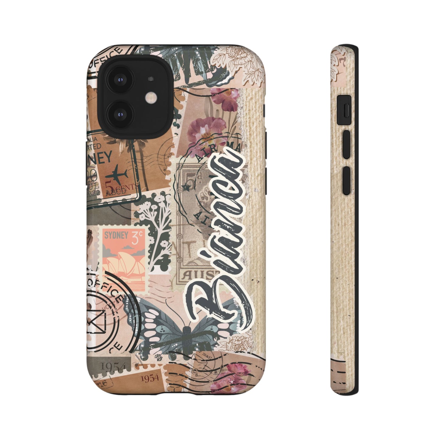 Personalised phone tough case - vintage stamp design