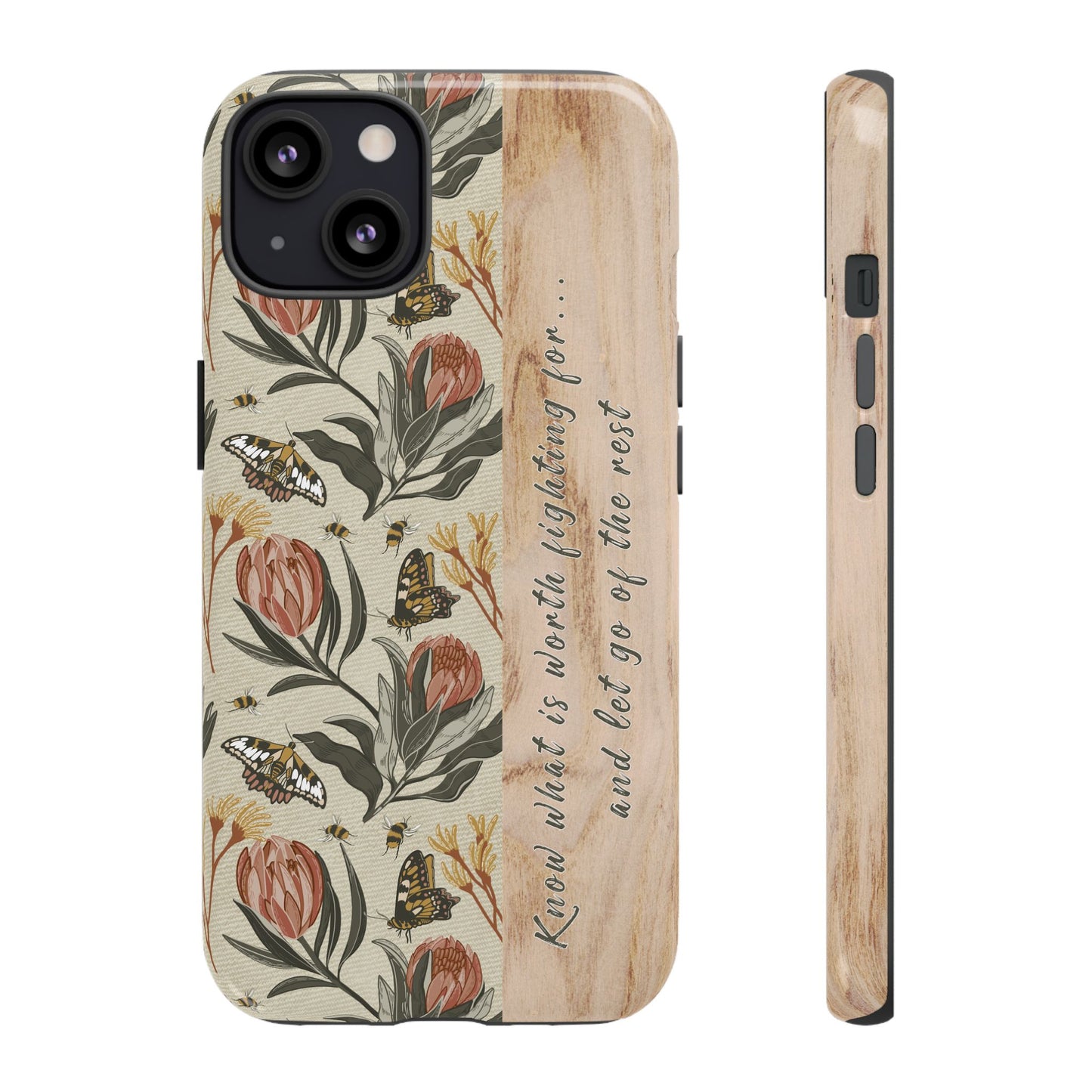 Phone tough case with hand drawn artwork and personalised affirmations