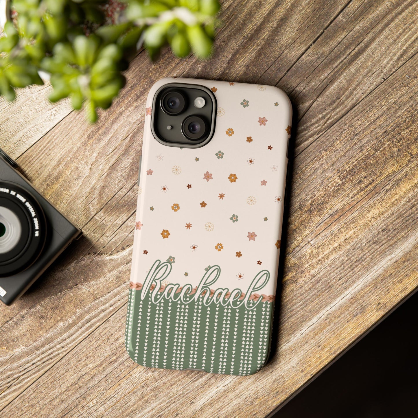 Personalised phone tough case - Pretty in pink ditsy floral design