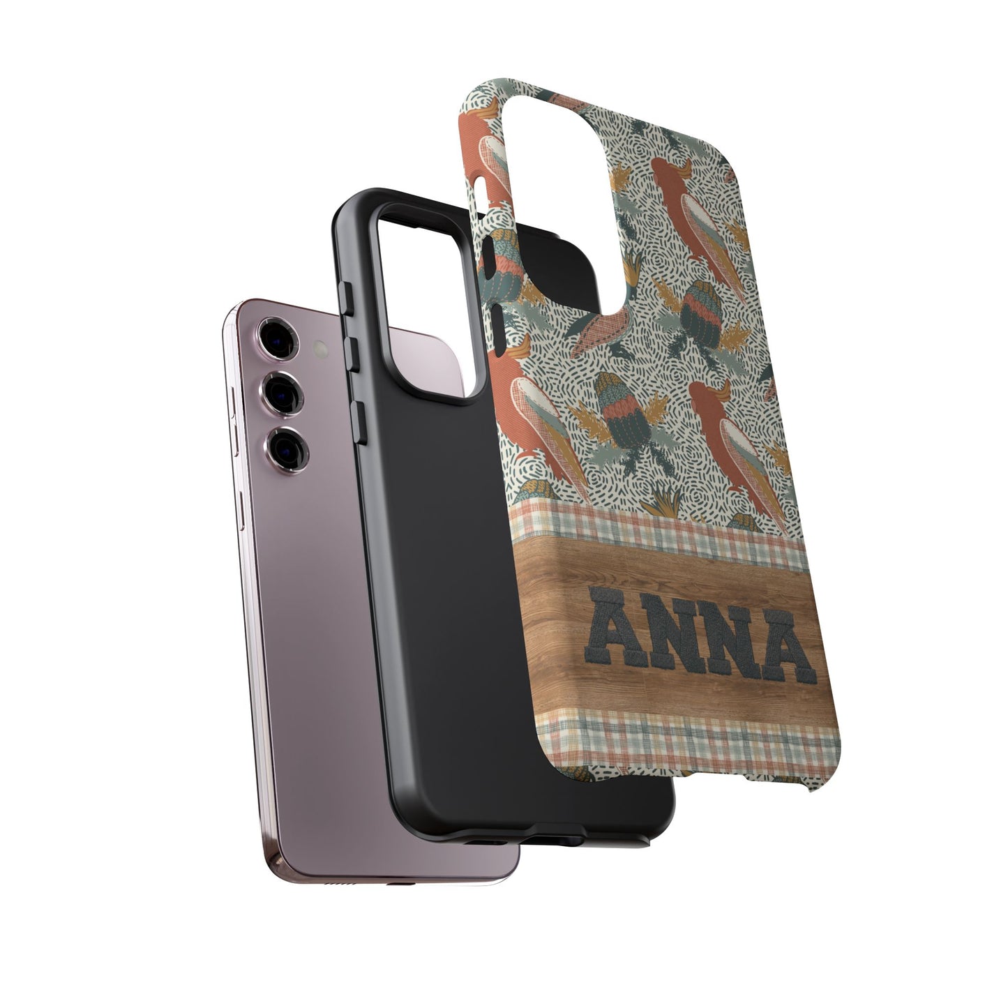 Personalised phone tough case - Native Patches hand drawn design