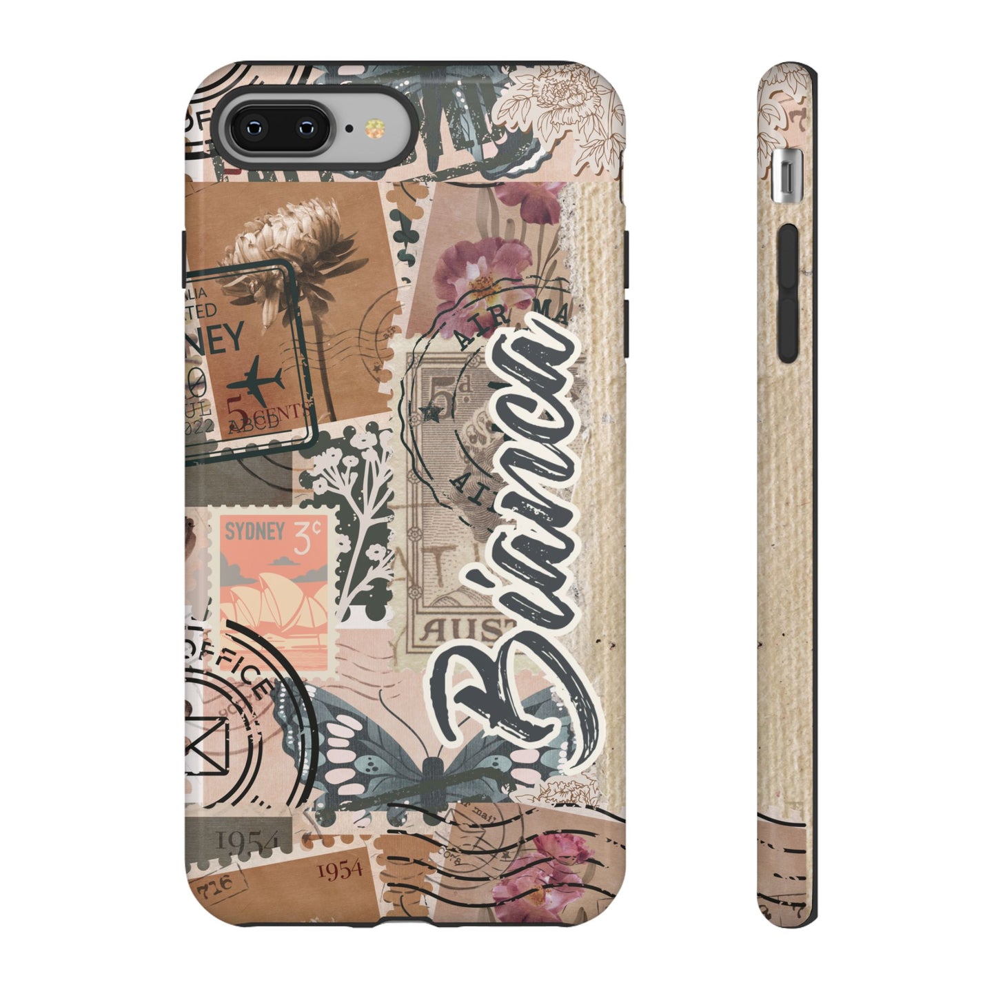 Personalised phone tough case - vintage stamp design