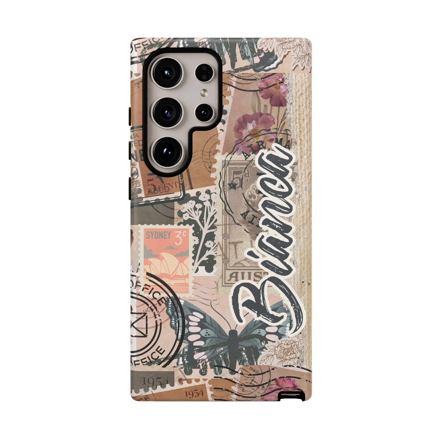 Personalised phone tough case - vintage stamp design