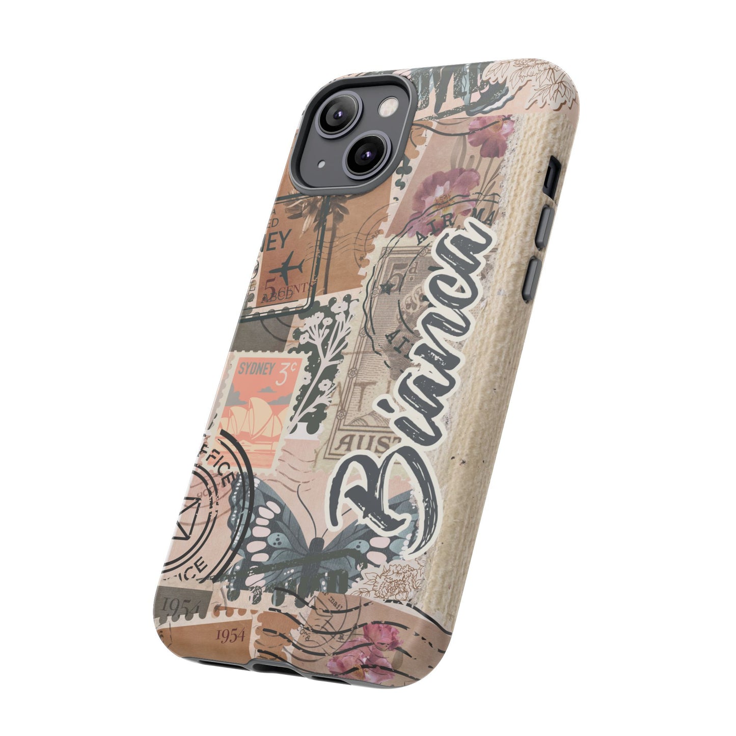 Personalised phone tough case - vintage stamp design