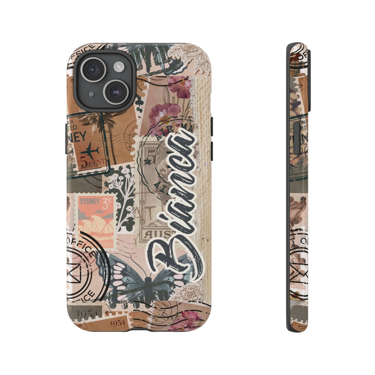 Personalised phone tough case - vintage stamp design