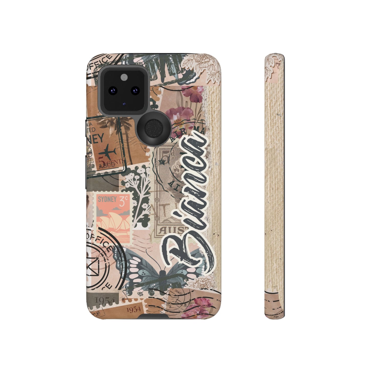 Personalised phone tough case - vintage stamp design