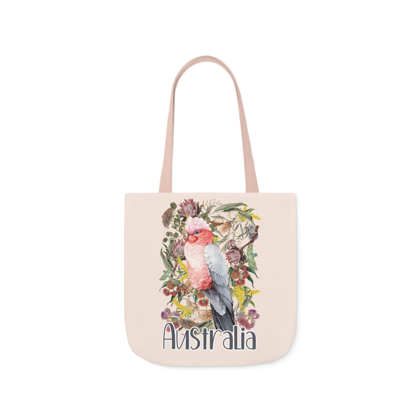 Australian Souvenir Canvas Tote Bag - Pink Galah design - Solei Designs