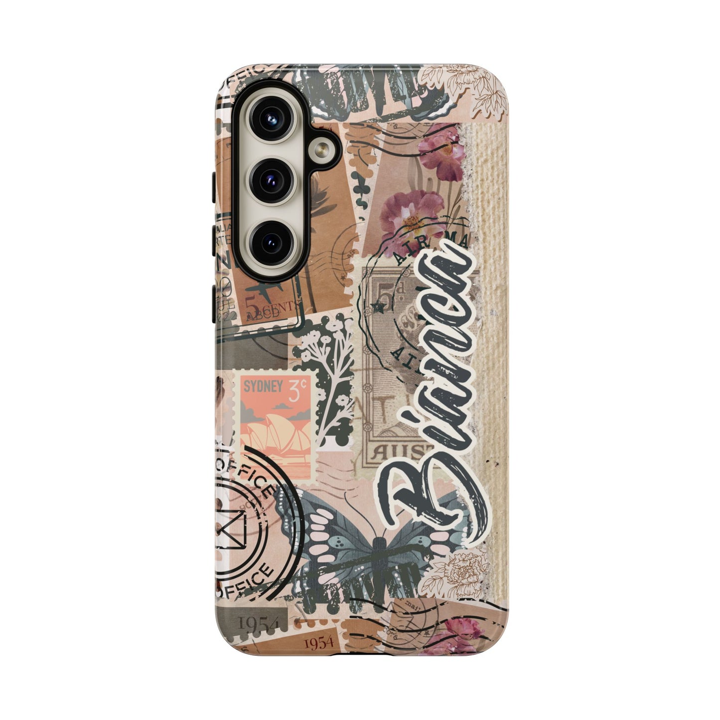 Personalised phone tough case - vintage stamp design