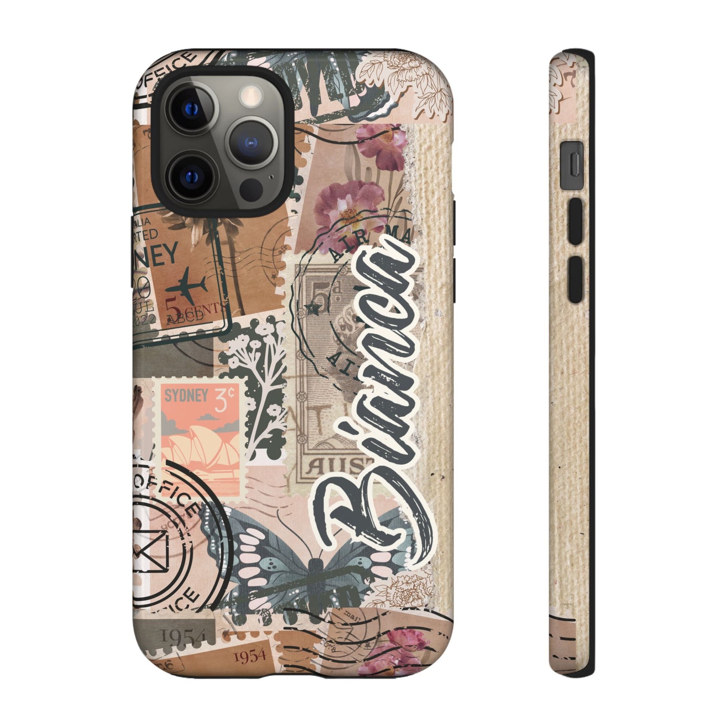 Personalised phone tough case - vintage stamp design