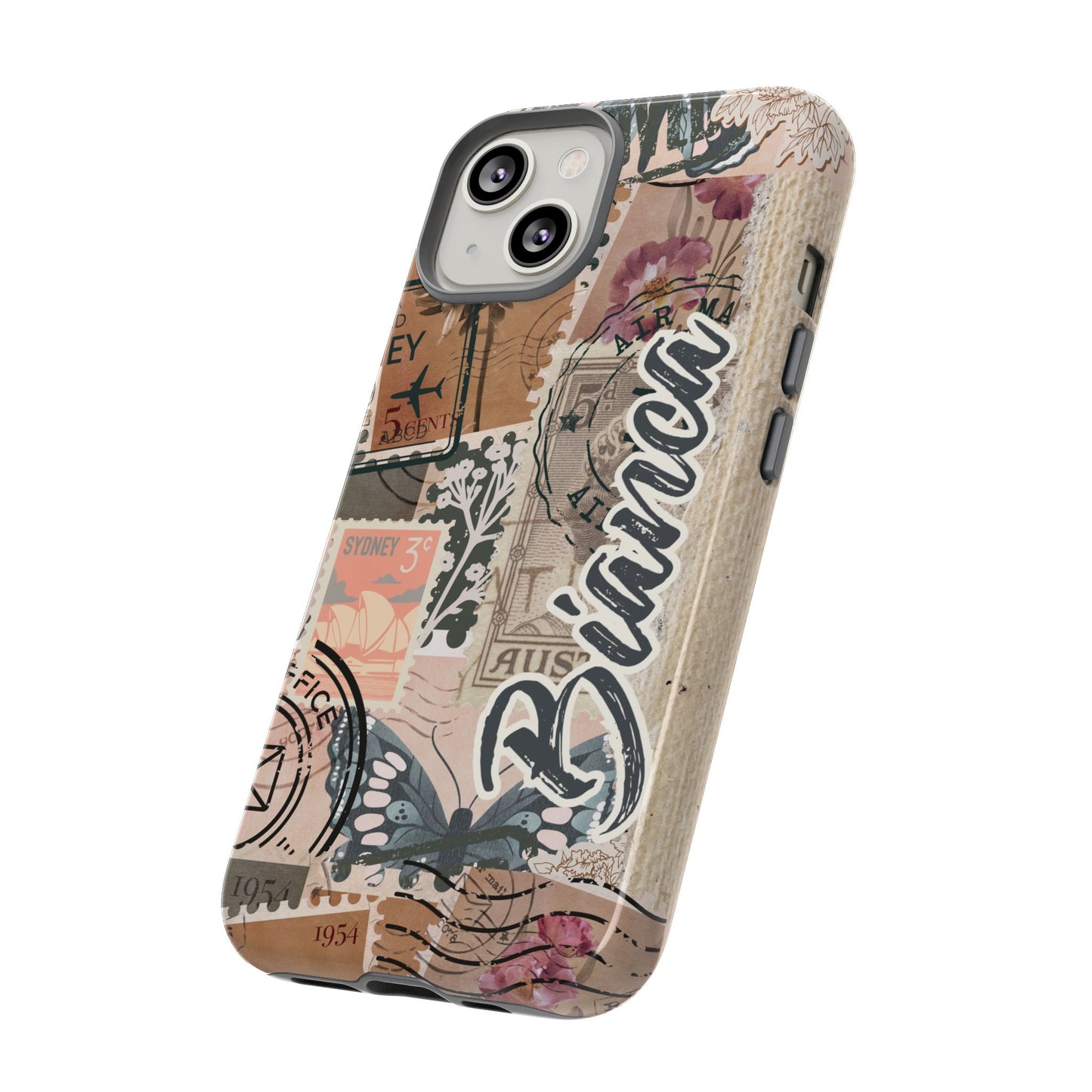 Personalised phone tough case - vintage stamp design