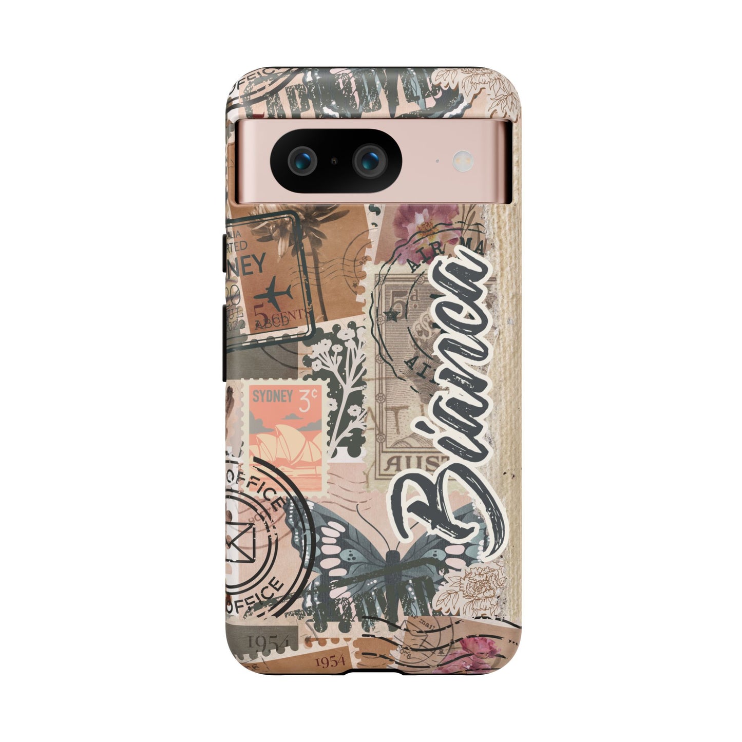 Personalised phone tough case - vintage stamp design