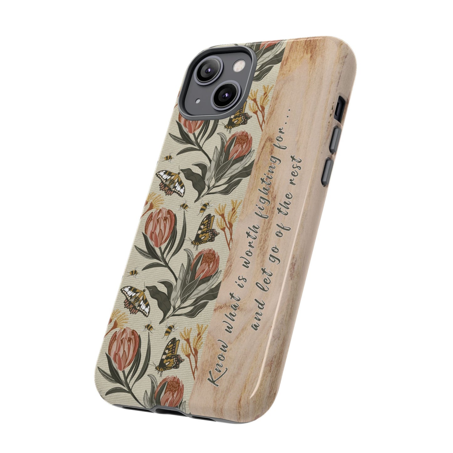 Phone tough case with hand drawn artwork and personalised affirmations