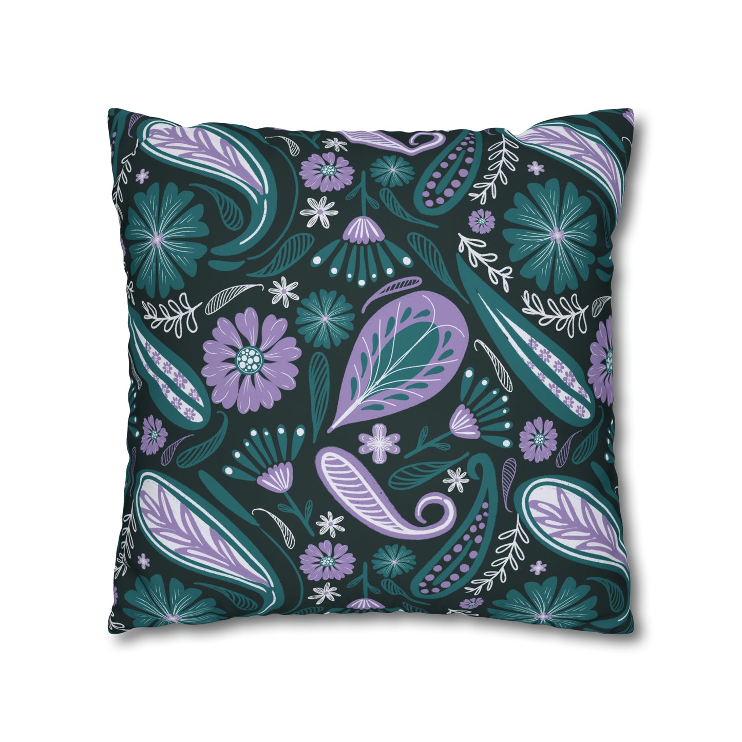 Serenity - hand drawn patterned cushion cover serene deep teal