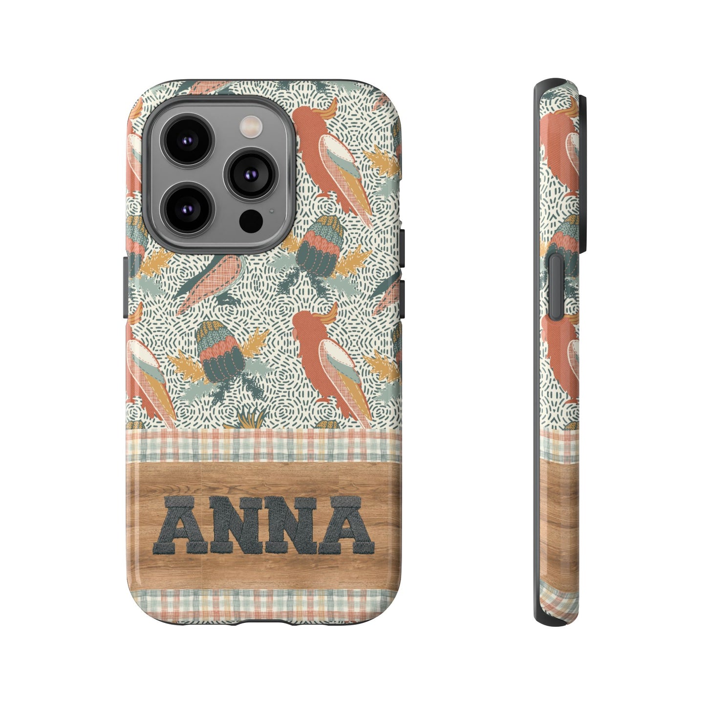 Personalised phone tough case - Native Patches hand drawn design