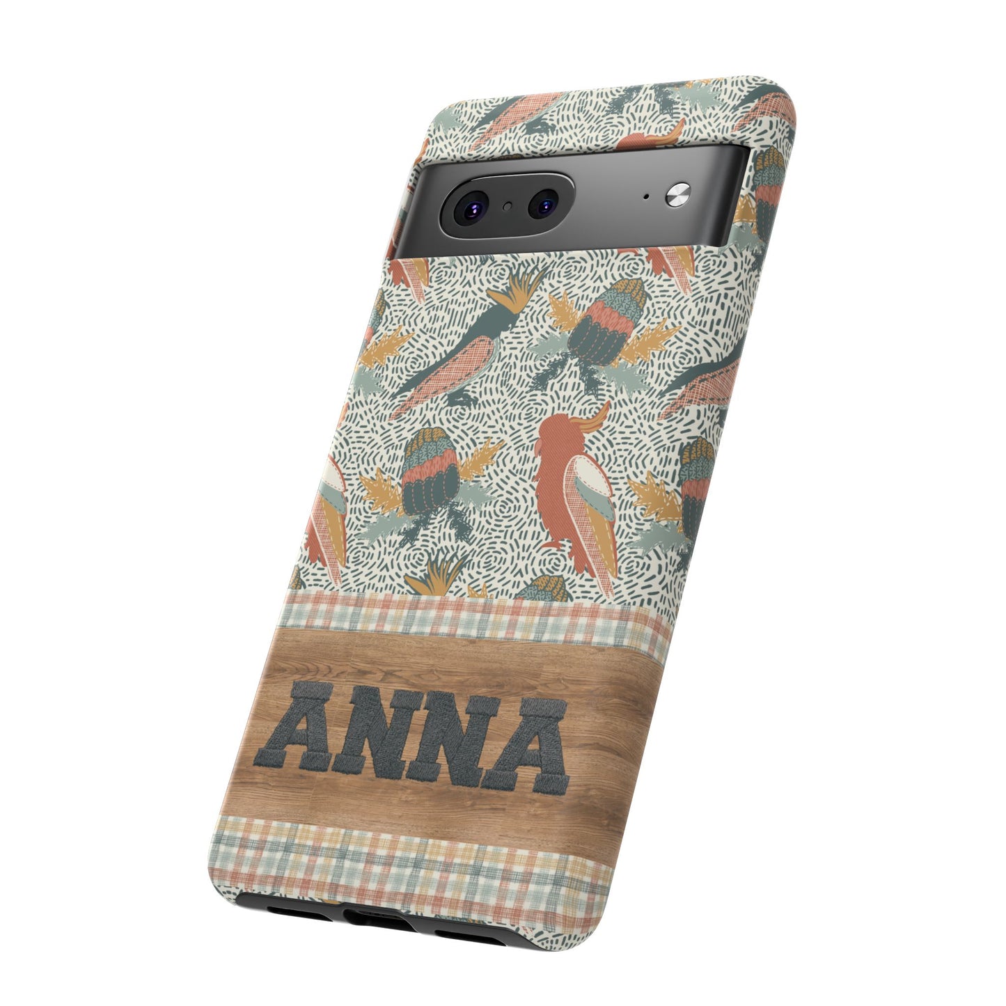 Personalised phone tough case - Native Patches hand drawn design