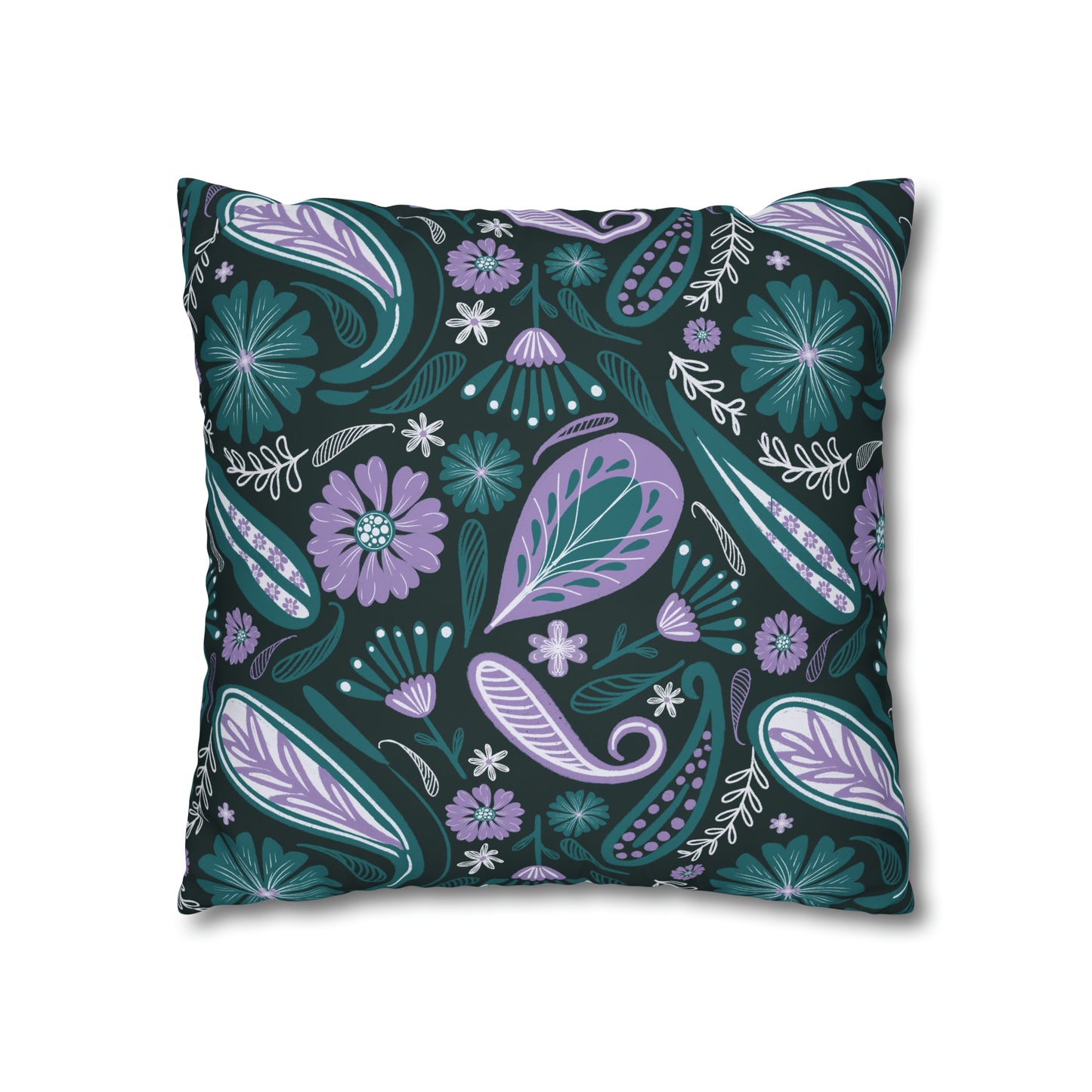 Serenity - hand drawn patterned cushion cover serene deep teal