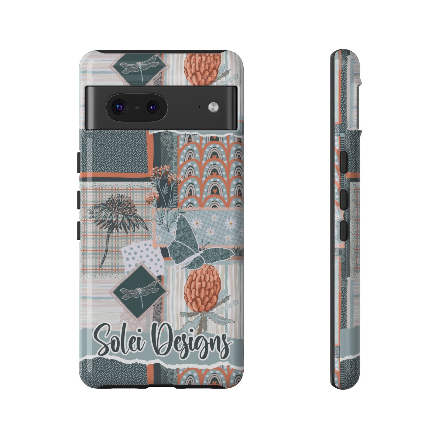 Phone tough case with hand drawn artwork and personalised text