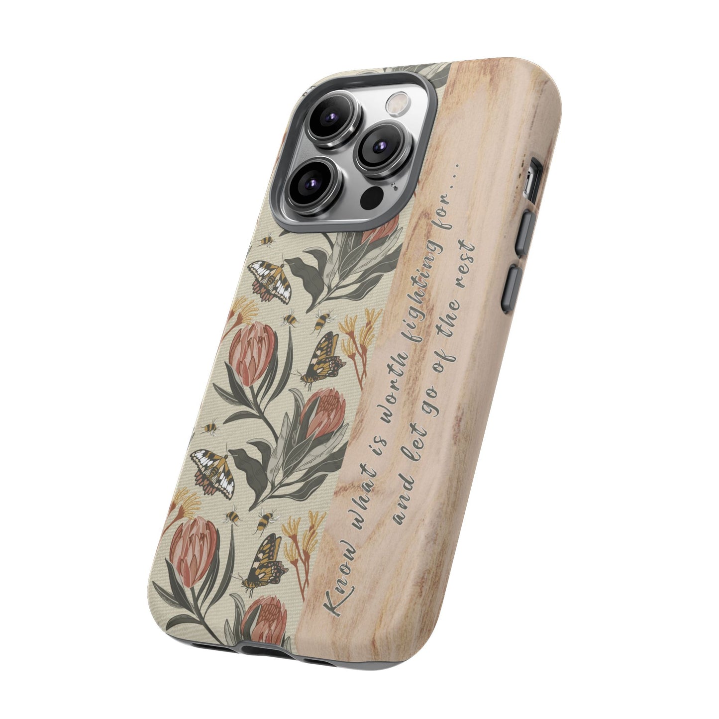 Phone tough case with hand drawn artwork and personalised affirmations