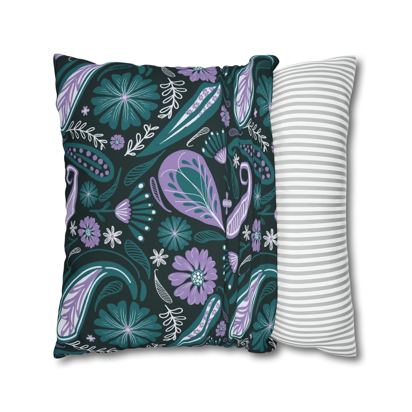 Serenity - hand drawn patterned cushion cover serene deep teal